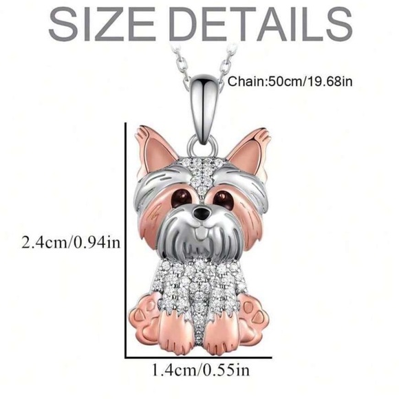 “Yorkie” Yorkshire Terrier Fashion Pendant Rhinestone Necklace - Picture 4 of 6